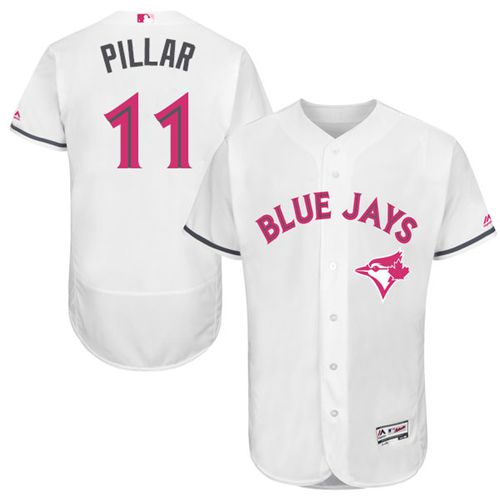 Blue Jays #11 Kevin Pillar White Flexbase Authentic Collection Mother's Day Stitched MLB Jersey - Click Image to Close